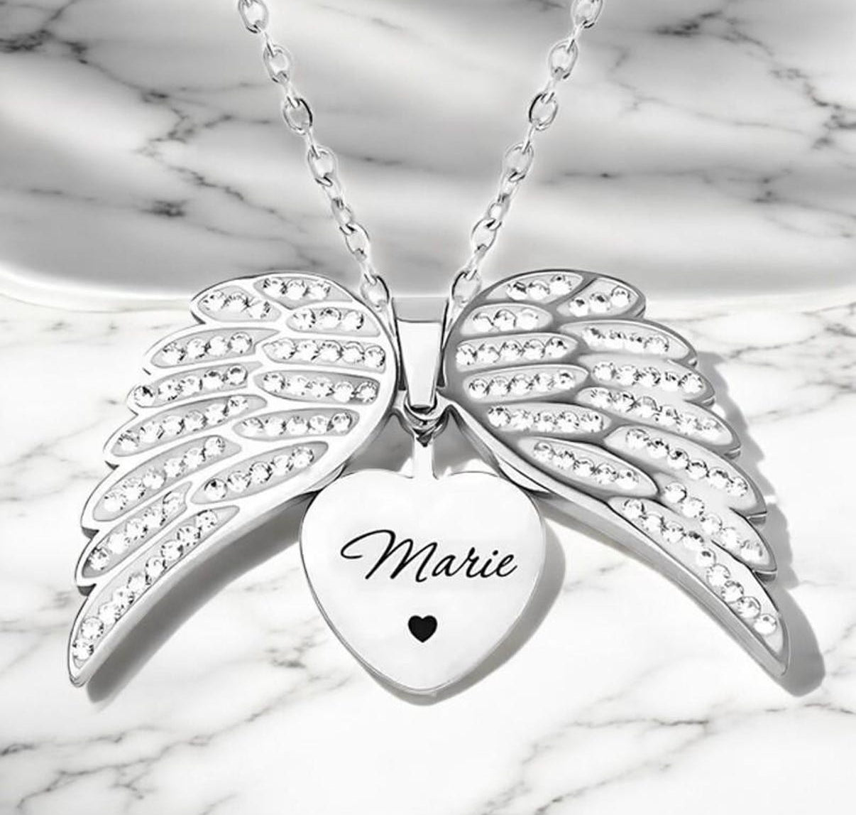 Angel Wing “Hidden Heart” Necklace