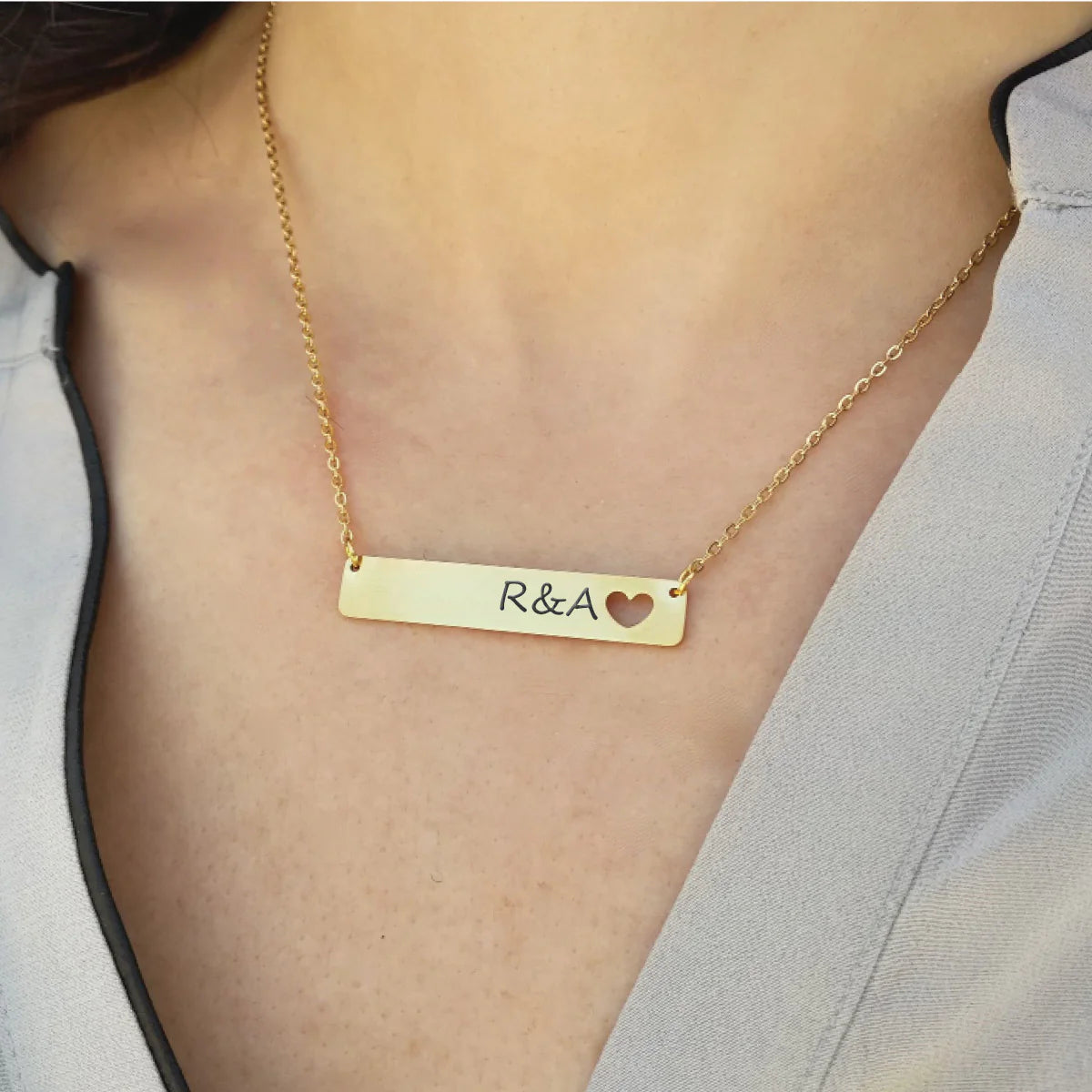 Nameplate Necklace (Heart Cutout)